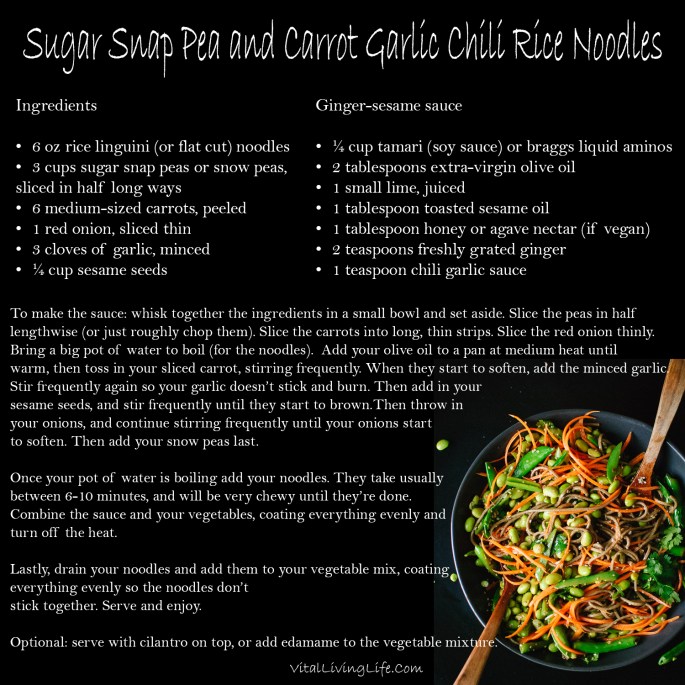 Snow Pea and Carrot Garlic Chili Rice Noodles